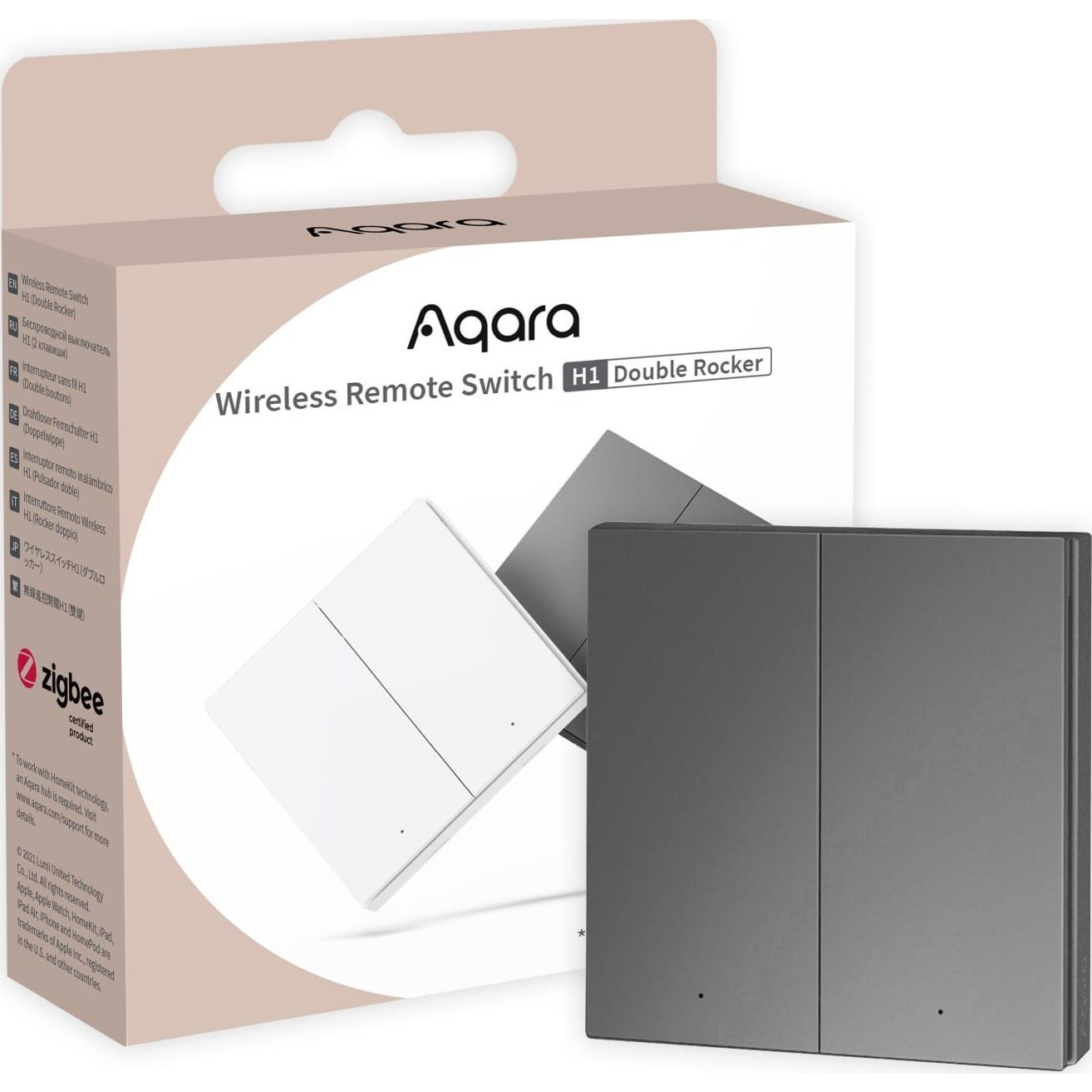 AQARA AQA-KAP-WSH12-GR H1 2 gombos vezetéknélküli Zigbee kapcsoló szürke ( )