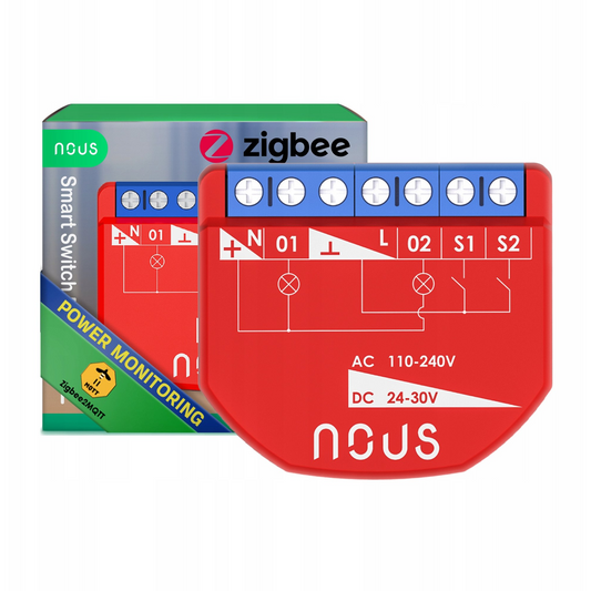 Nous B3Z okos Tuya Zigbee mini fogyasztásmérős kapcsolórelé modul, kapcsolóbemenettel, 2 áramkörös (B3Z ZigBee (2 channels, with PM))